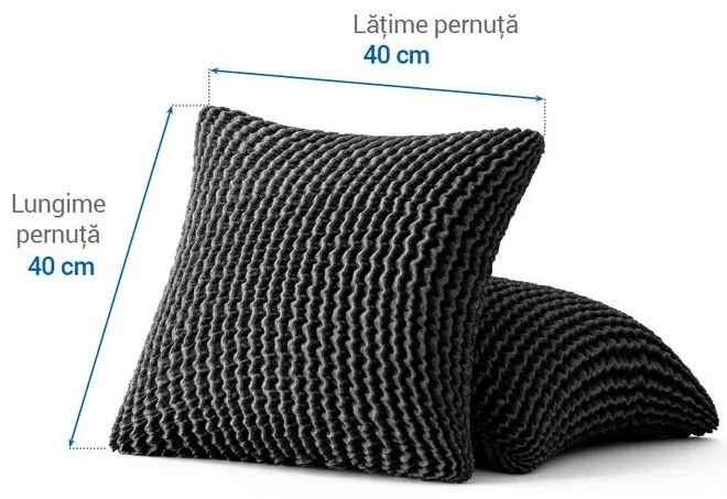 Huse bielastice COSTINA antracit feţe de pernă 2 buc (40 x 40 cm)