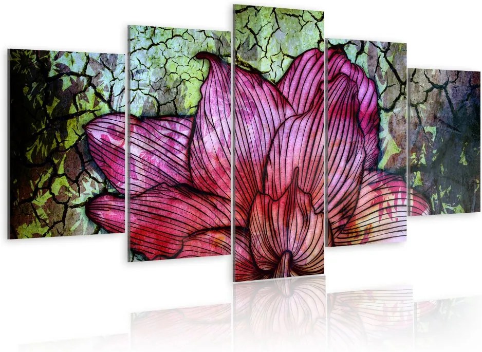Tablou Bimago - Flowery Stained Glass 200x100 cm