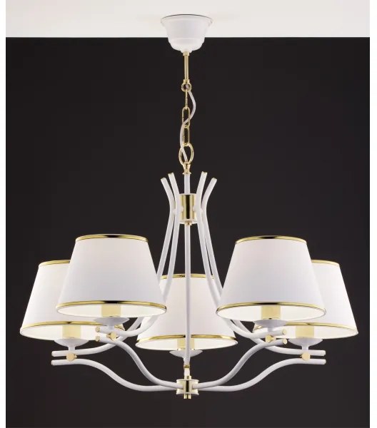 Jupiter 2084 - Candelabru pe lanț SAMBA, 5xE27/15W/230V, alb/auriu