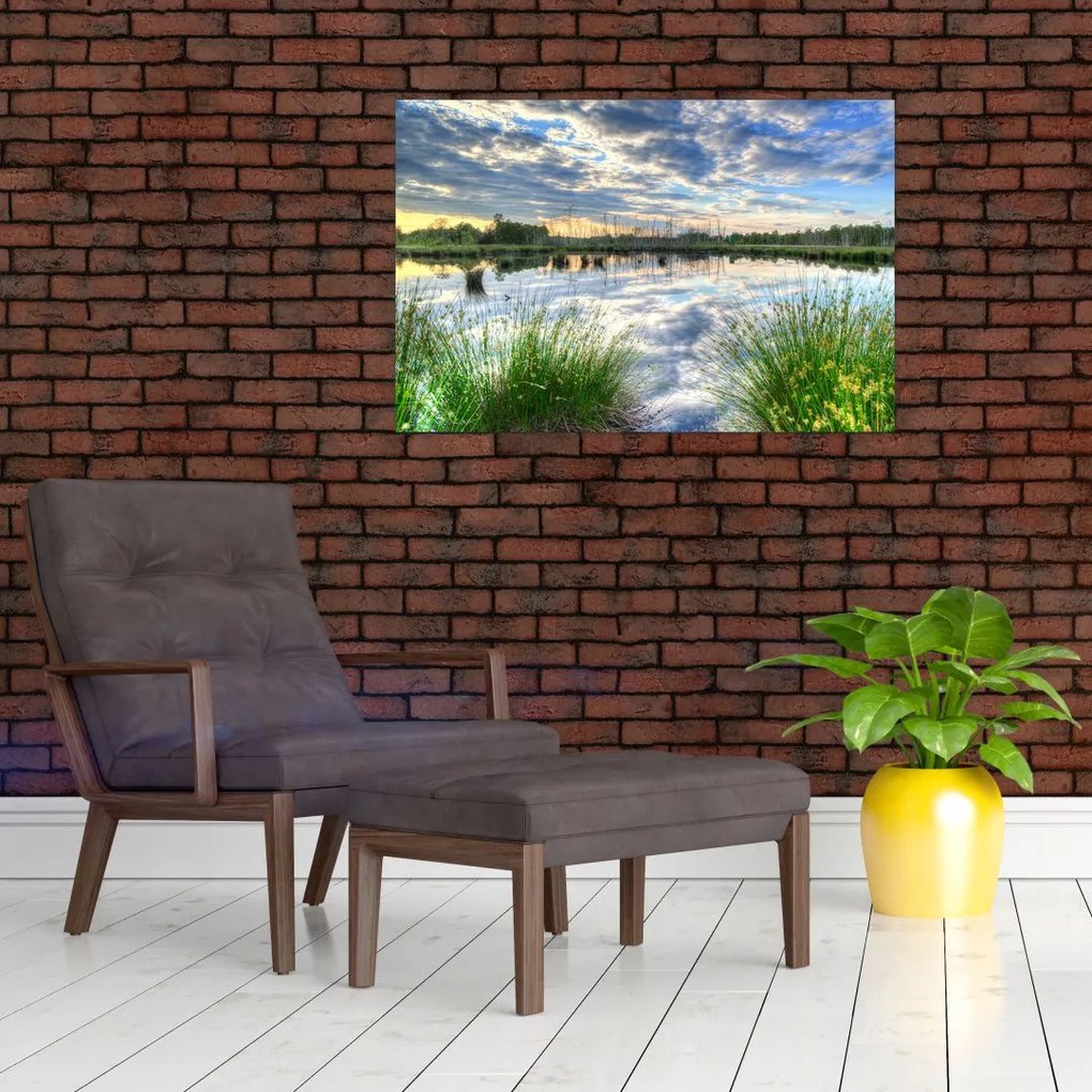 Tablou cu lac și trestie (90x60 cm)