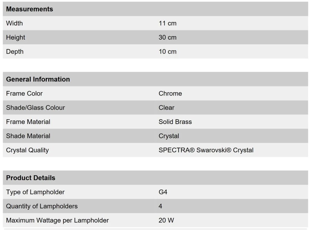 Aplica de perete cristal Swarovski Spectra design modern de lux GALAXY 4L crom