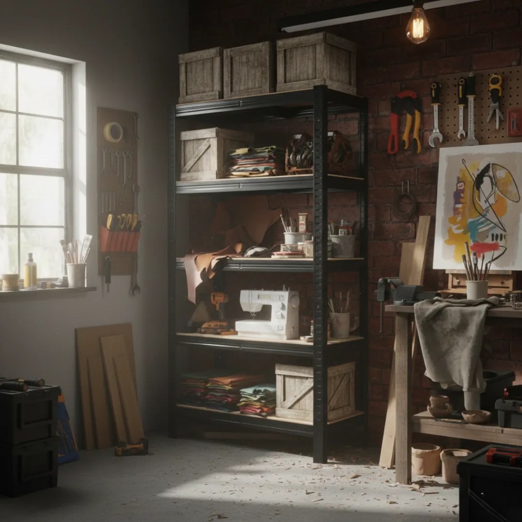 Raft cu capacitate mare HEAVY, max. 875kg, 90x40x180cm, negru Jurhan