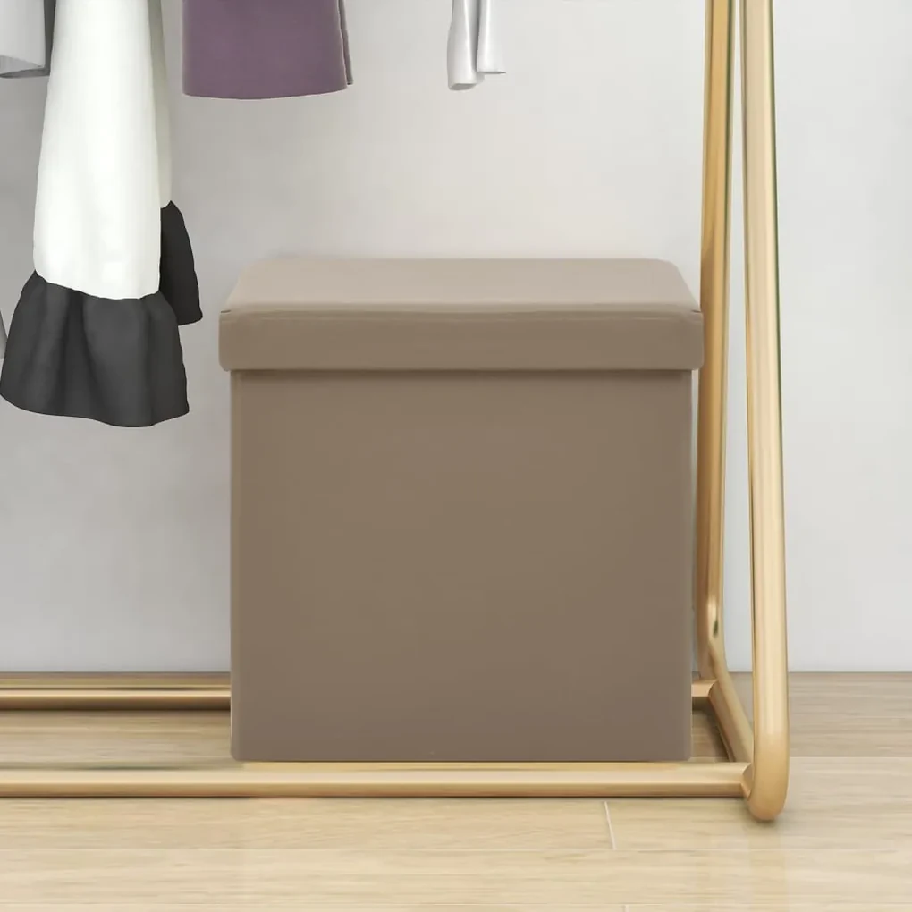 338784 vidaXL Taburet de depozitare pliabil, cappuccino, PVC