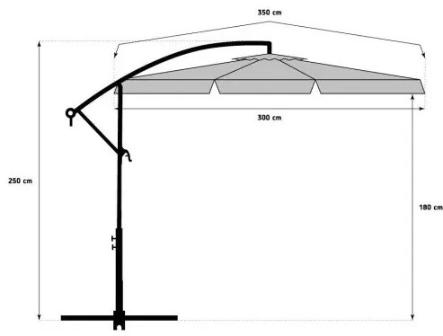 Umbrela de soare pliabila de gradina gri, LEVI 300 cm + ambalare gratuită