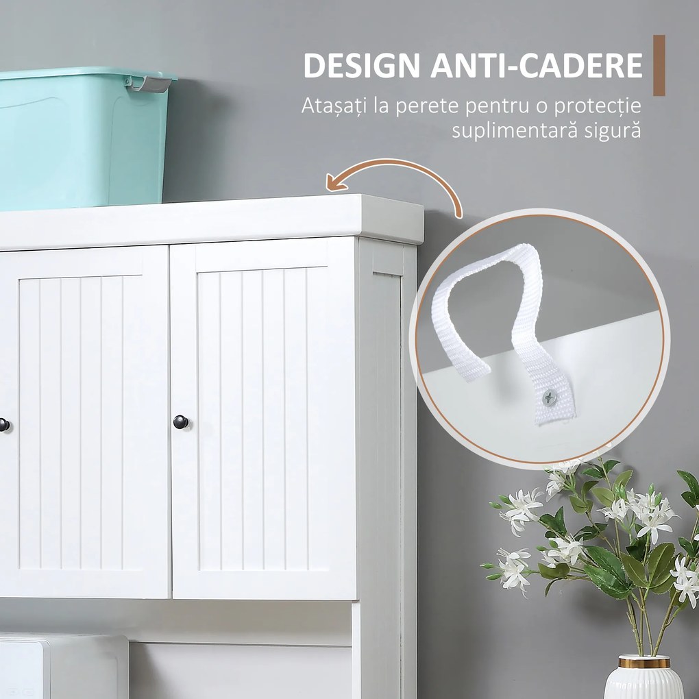 HOMCOM Bufet de Bucătărie Modern cu Dulap pentru Depozitare, Ideal pentru Cuptorul cu Microunde, Design Elegant, Alb | Aosom Romania