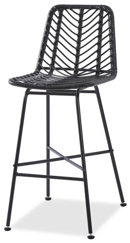 Scaun de bar din ratan negru ESPO 97