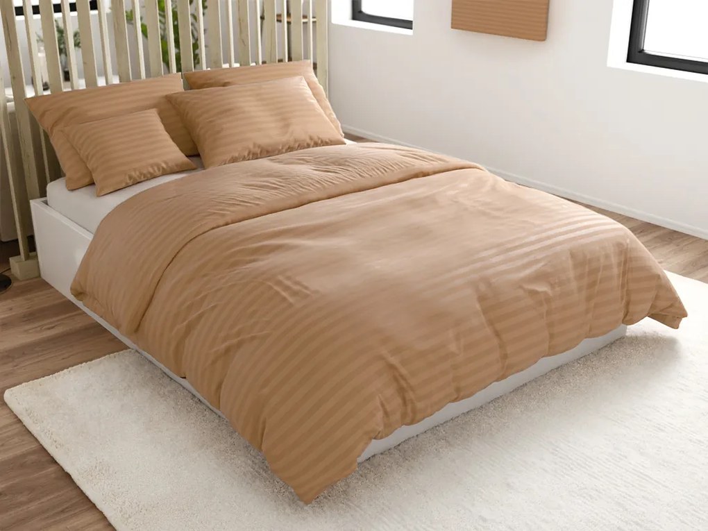 Lenjerie de pat din microfibra JASMINE maro - dunga 2 cm Dimensiune lenjerie de pat: 2 buc 70 x 90 cm | 200 x 220 cm