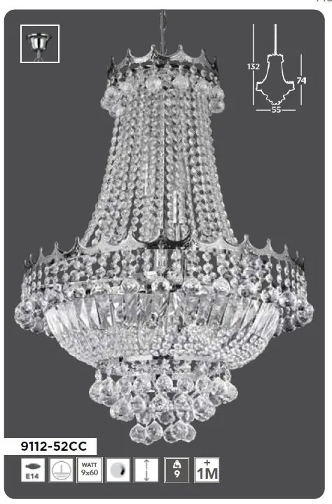 Lustra eleganta design LUX Versailles 9L crom