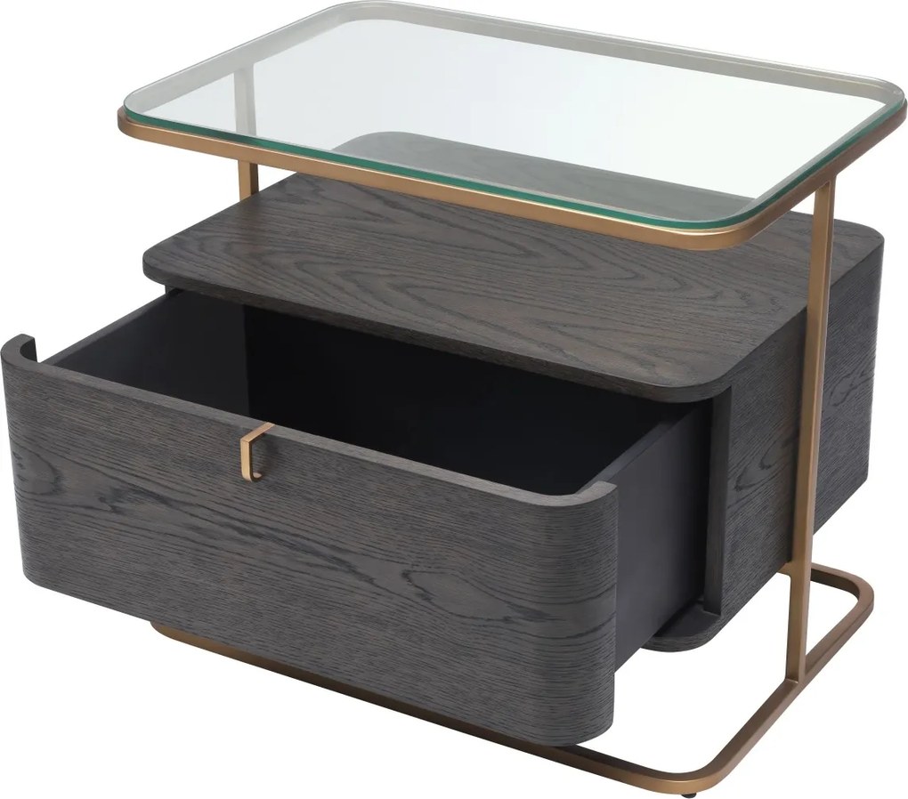 Masuta laterala cu sertar design elegant LUX Augusto cafeniu 114214 HZ