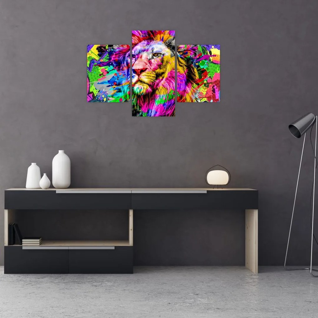 Tablou - 3D imaginea leului (90x60 cm)