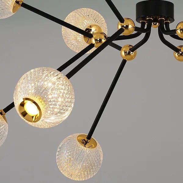 Lustră LED pe tijă GELA 12xLED/5W/230V 3000K negru/auriu