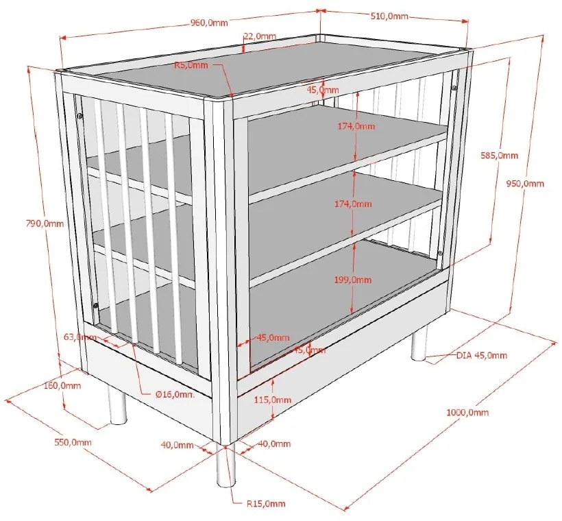 Comodă de copii în culoare naturală din lemn de stejar cu masă de schimbat 100x95x55 cm Forrest – Vipack