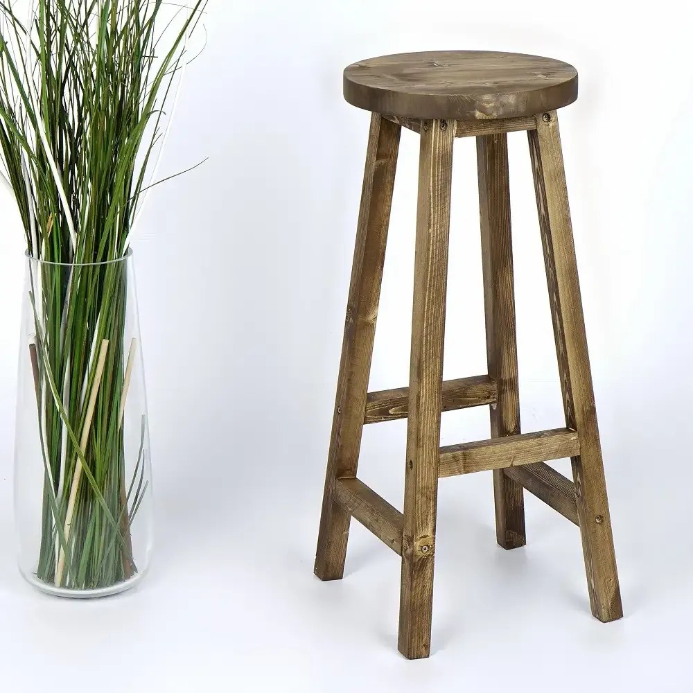 Scaun bar,taburet lung, din lemn culoare nuc ,70 cm