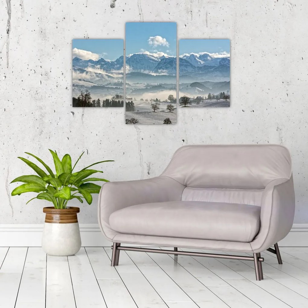 Tablou cu munții înzăpeziți (90x60 cm)