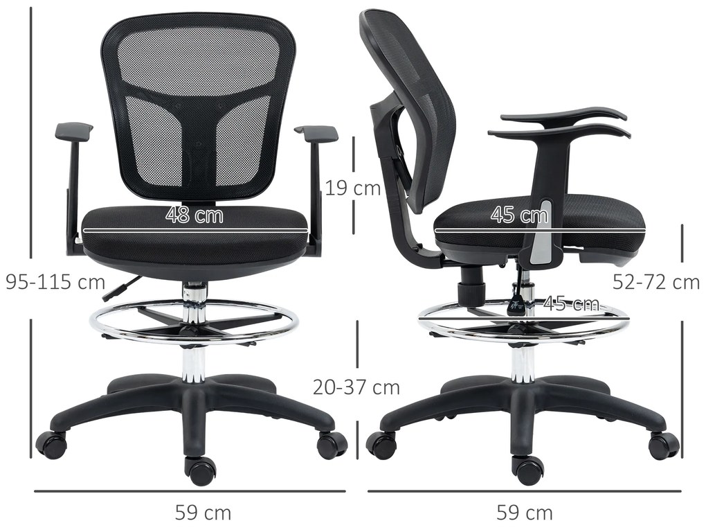 Vinsetto Fauteuil de birou scaun din plasă scaun de birou cu șezut înalt reglabil cu suport de picioare rotativ la 360 ° | Aosom Romania