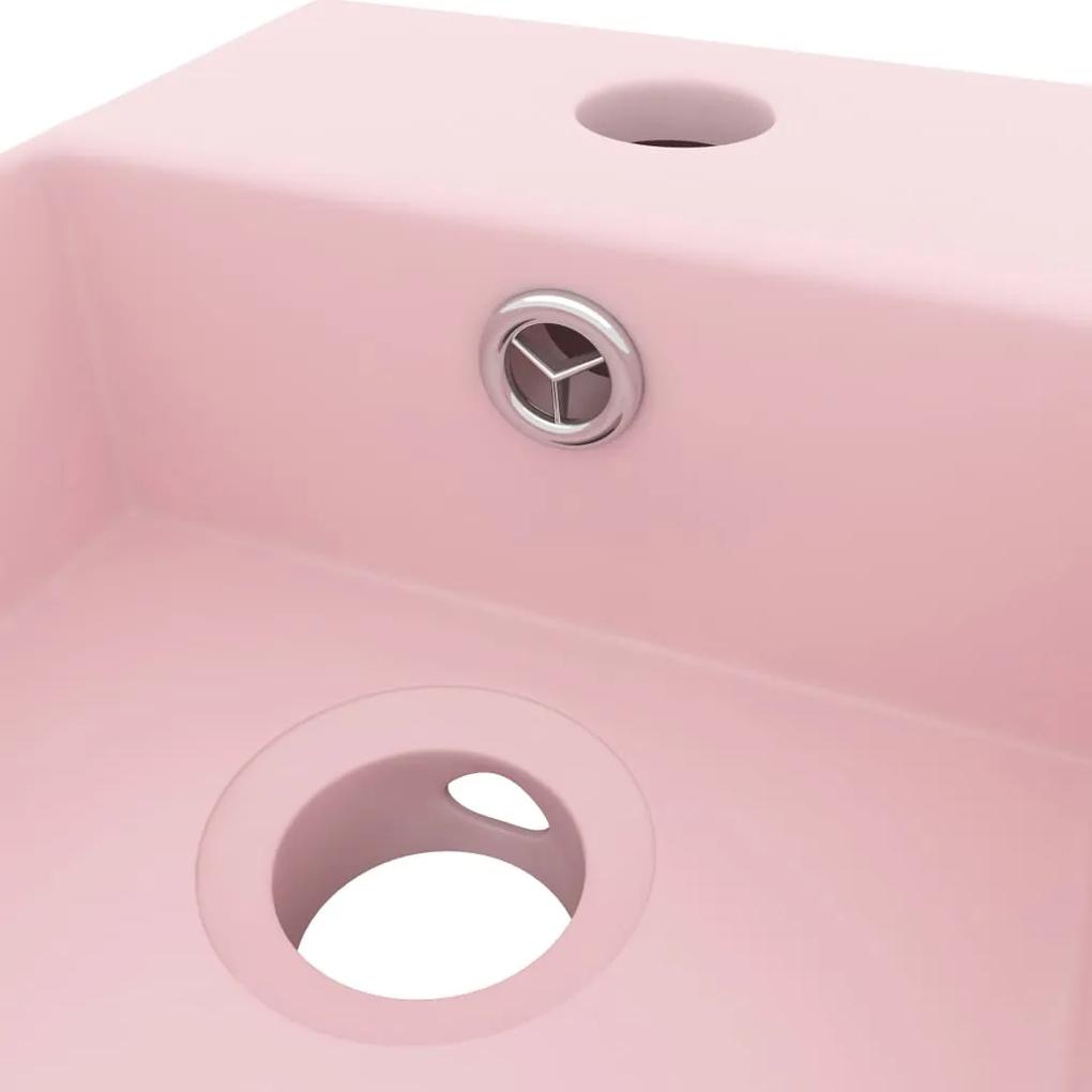 Chiuveta de baie cu preaplin, roz mat, ceramica Roz