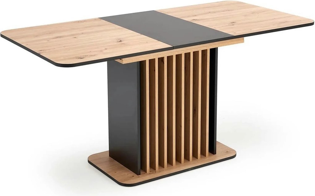Masa extensibila WILSON, stejar artisan/negru, PAL laminat, 120/158x77
