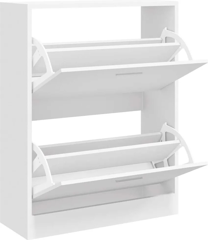 vidaXL Pantofar, alb extralucios, 63x24x81 cm, lemn compozit