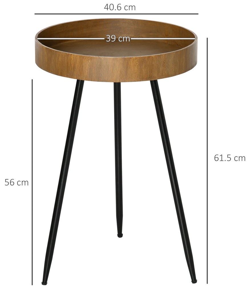 Masuta de cafea HOMCOM in stil industrial, din lemn si otel, Ø40,6x61,5cm, maro si negru | Aosom RO