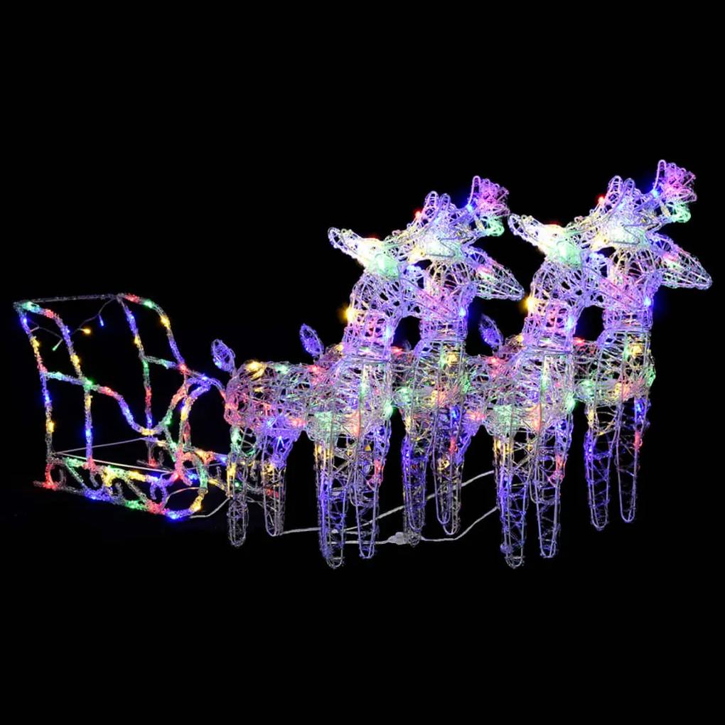 Decoratiune de Craciun cu reni si sanie, 240 LED-uri, acril 4, Multicolour