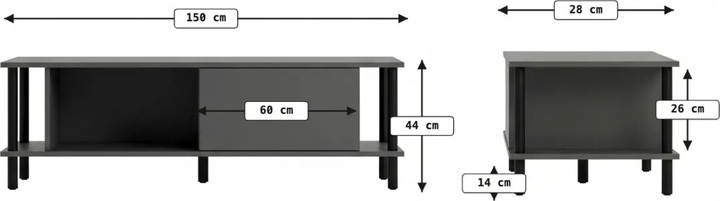 OFERTA Comoda TV PARIS 150 cm, alb II. calitate