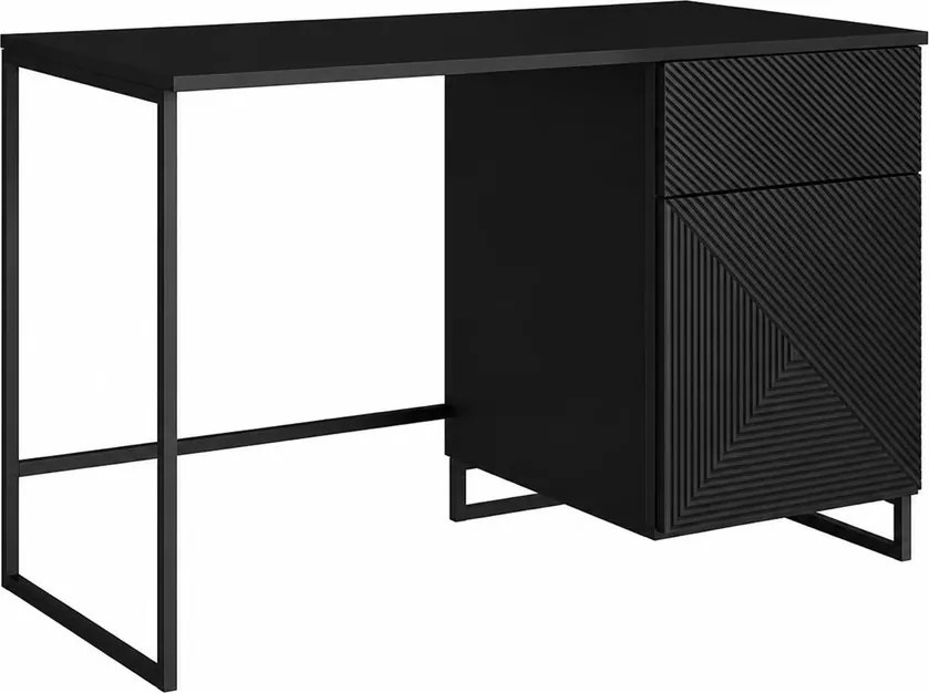 Birou Asha 120 cm cu sertar - negru mat / negru ardezie
