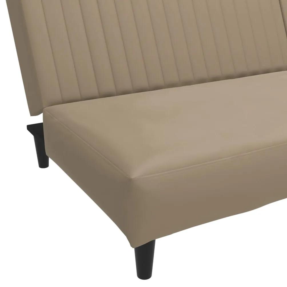 Canapea extensibila cu 2 locuri, cappuccino, piele ecologica Cappuccino, Fara scaunel pentru picioare Fara scaunel pentru picioare