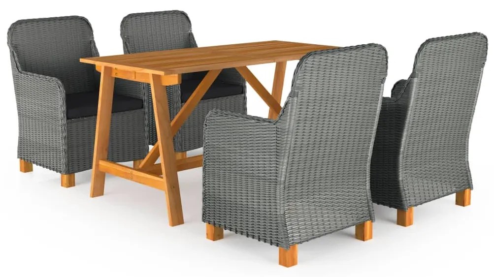 vidaXL Set de masă pentru grădină, 5 piese, gri deschis