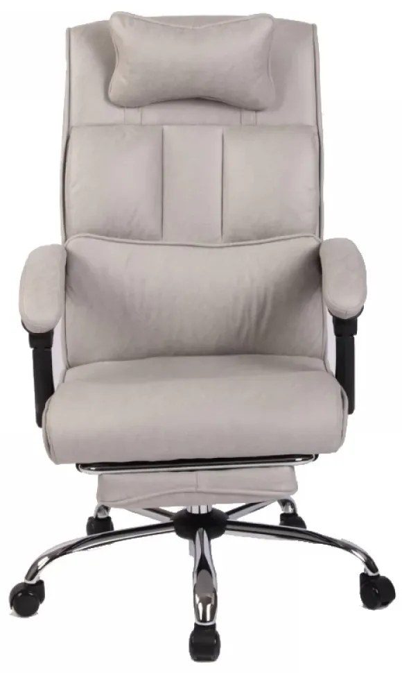 Scaun directorial, buretare generoasa, suport picioare, inaltime reglabila, piele PU Premium, Gri
