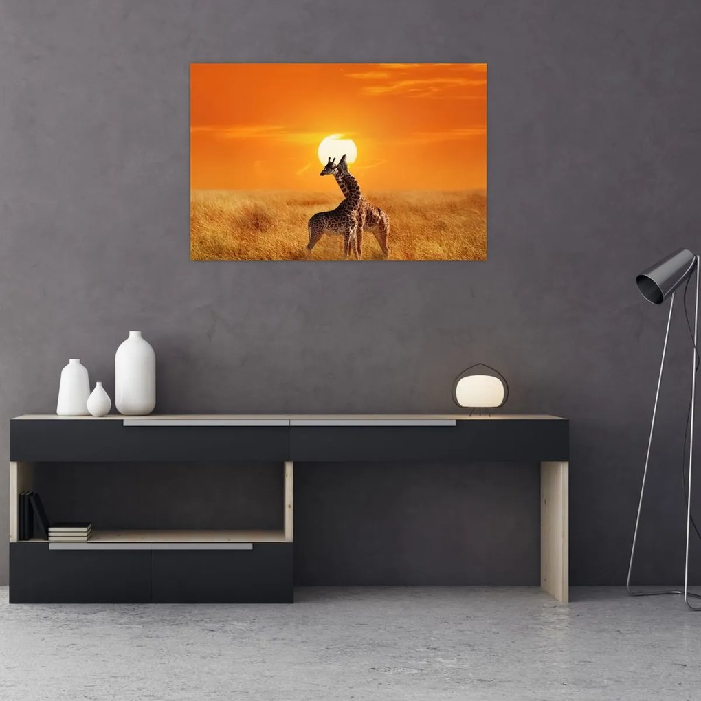 Tablou - Girafe în Parcul Național Serengeti (90x60 cm)