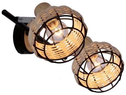 Spot TAJGA 2xE14/40W/230V ratan/negru