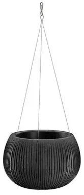 Ghiveci decorativ cu lant, rotund, negru, 2.3 L, 23.8x16.1 cm, Beton Bowl WS