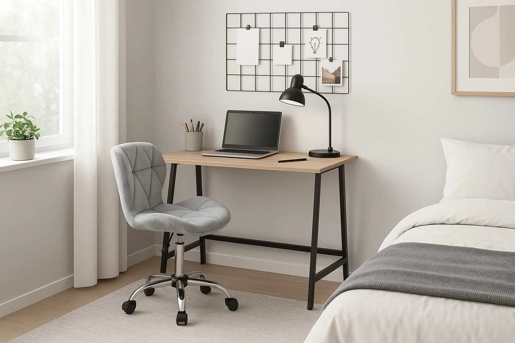 OFERTA Scaun de birou gri deschis AVOLA VELVET II. calitate superioara