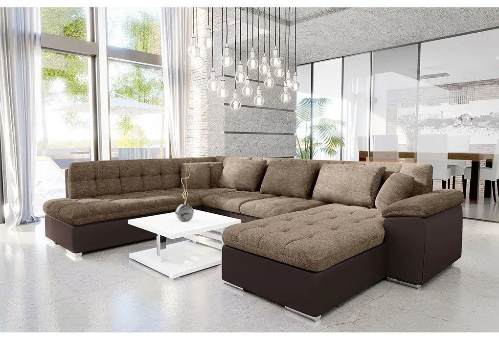 Colțar în formă de U Talina cu funcție de dormit (D) (piele ecologică Soft 066 + Lawa 02). 1058582