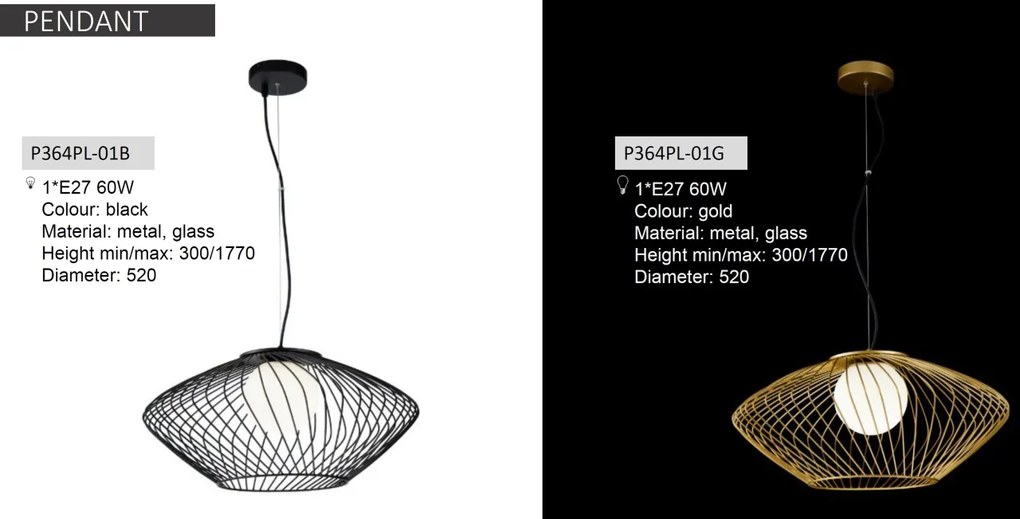 Lustra design modern 52cm Plec aurie MYP364PL-01G