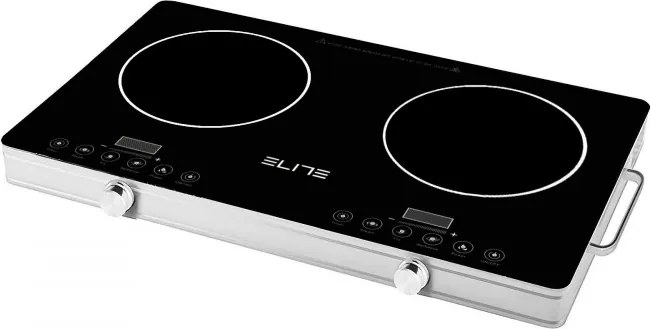 Plită cu două zone de gătit cu infraroșu Elite EFP-1296TU, 4400 W, 20 cm, afișaj LED, comandă tactilă, cronometru, sticlă ceramică, oțel inoxidabil