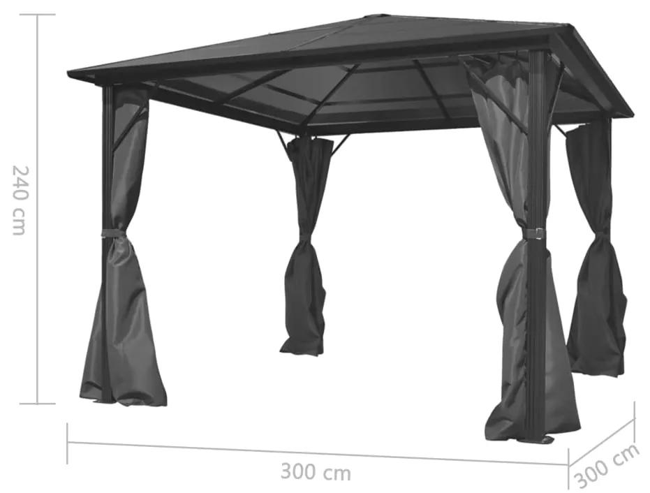 Pavilion cu perdea, antracit, 300 x 300 cm, aluminiu Antracit, 300 x 300 cm