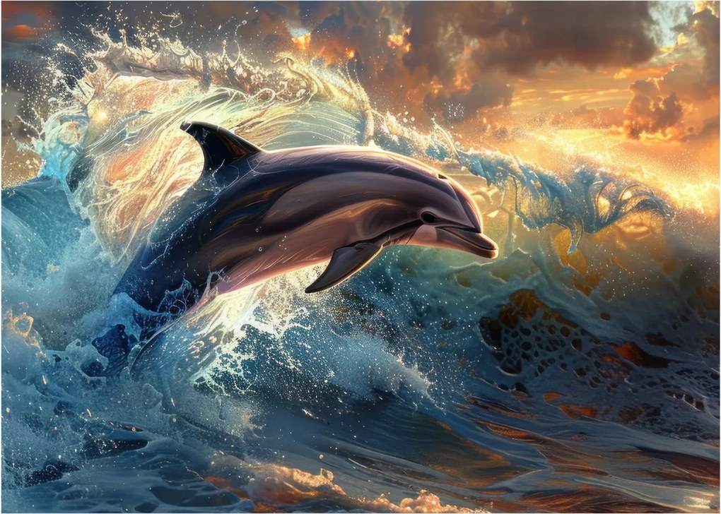 Tablou - Delfin, ilustrații (70x50 cm)