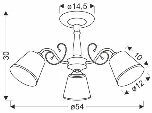 Lustră pe tijă LOSANNA 3xE14/40W/230V alamă