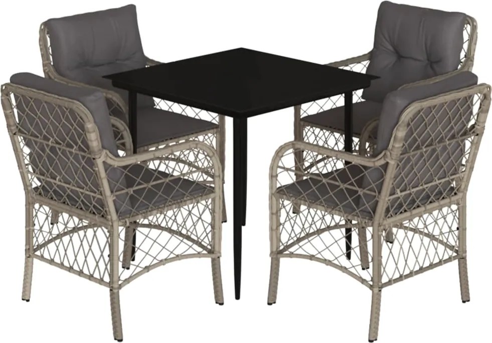 vidaXL Set mobilier de grădină cu perne, 5 piese gri deschis poliratan
