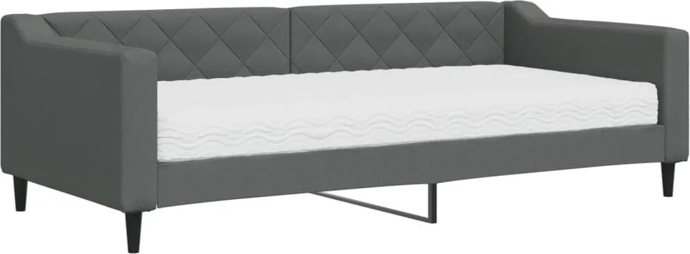 vidaXL Pat de zi cu saltea, gri închis, 90x200 cm, textil