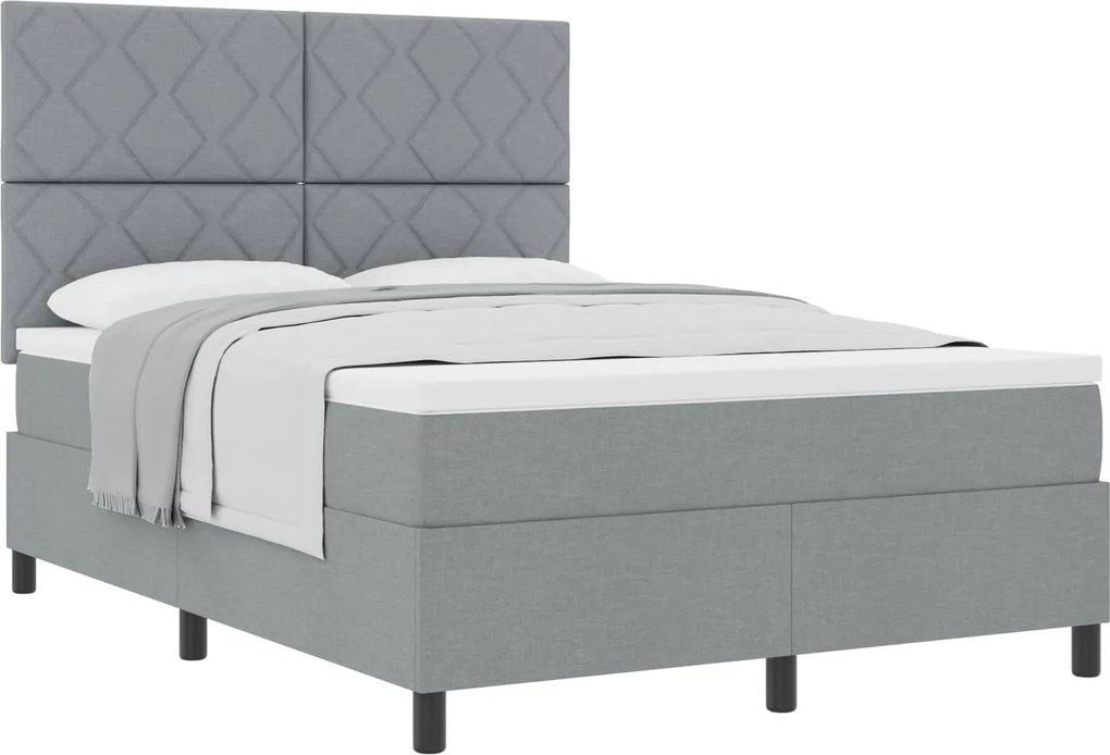 vidaXL Pat cu arcuri cu saltea Gri deschis 160 x 200 cm țesătură