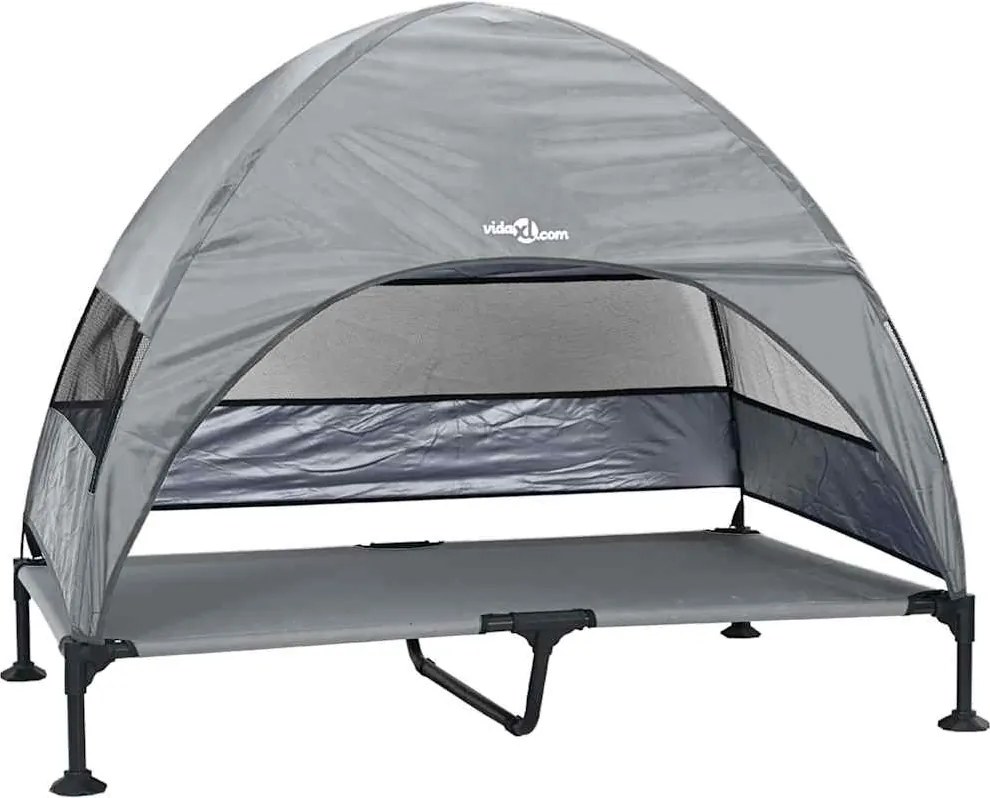 vidaXL Pat pentru câini ridicat Manual Gri deschis 127 x 81 x 108 cm