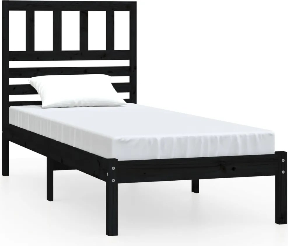 vidaXL Cadru de pat, 100x200 cm, negru, lemn masiv de pin