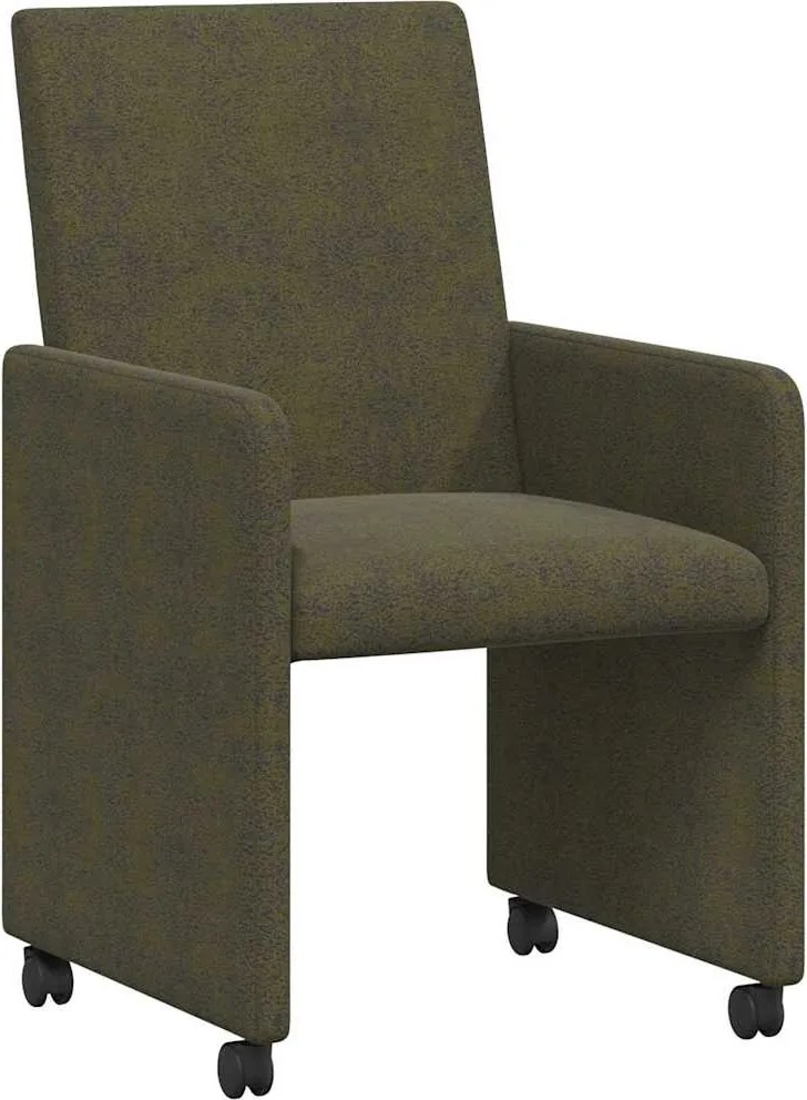 vidaXL Scaune de dining cu roți 2 pcs Verde militar 57 x 66 x 94 cm
