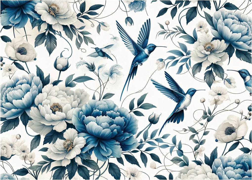 Tablou - Colibri cu flori (70x50 cm)