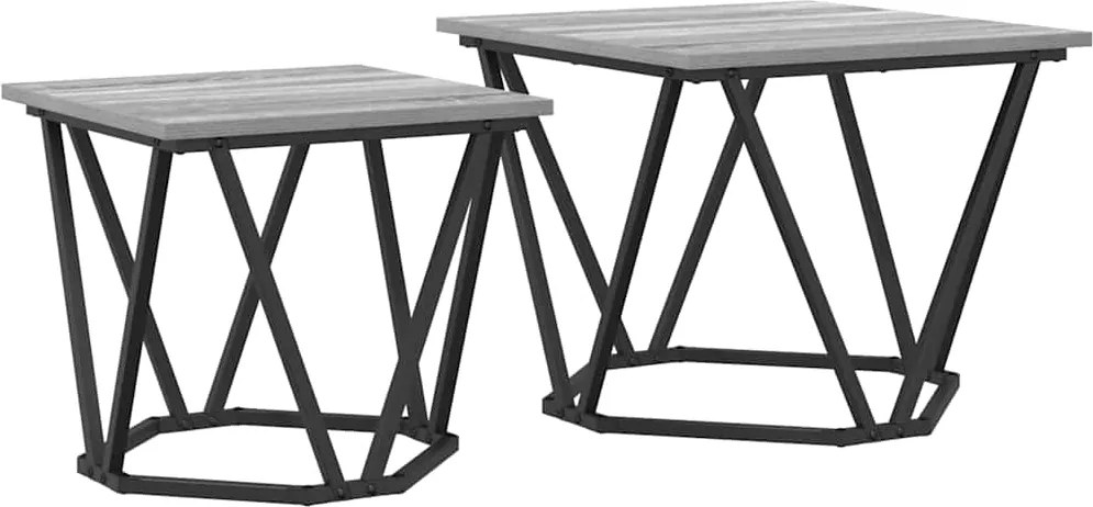 vidaXL Set măsuțe laterale 2 pcs Gri Sonoma Lemn ingineresc și oțel