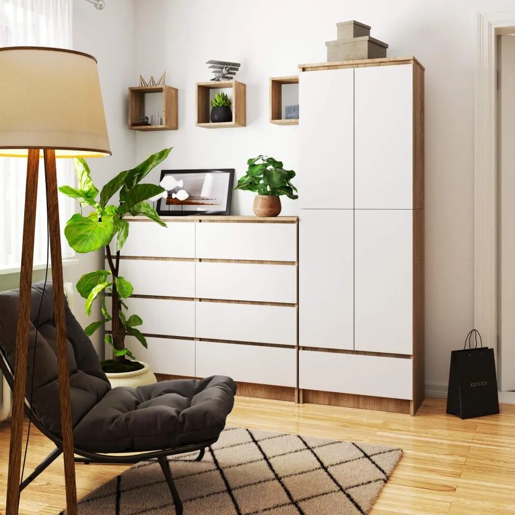 Dulap cu rafturi Renzo (stejar sonoma + alb). 1068706