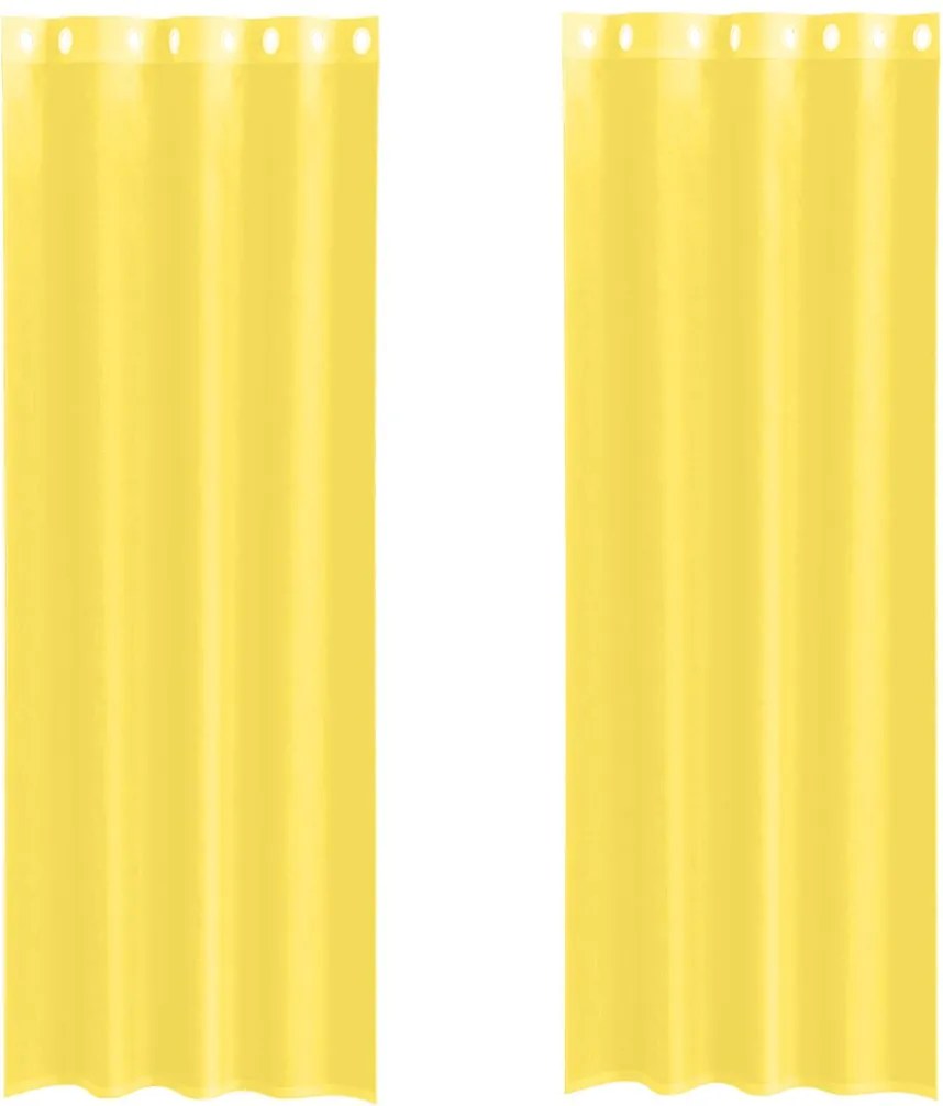 vidaXL Perdele Voile cu Oelii 2 buc Galben