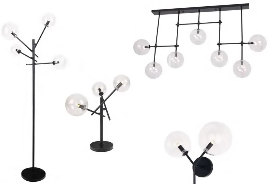 Aplica design industrial, minimalist Lollipop 2L negru W0277 MX
